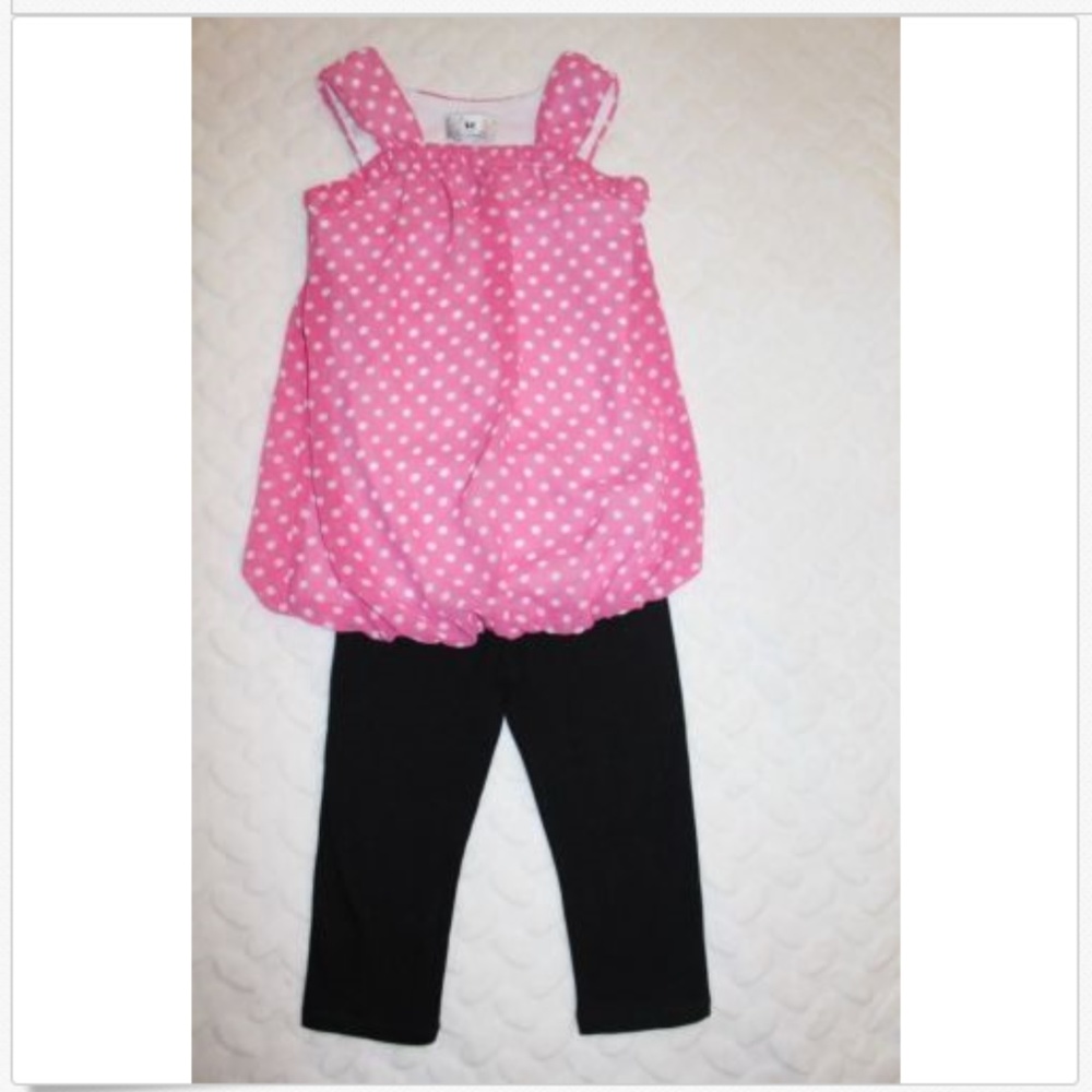 Iz Byer Outfit Sz 4 Pink White Polka Dot + Legging